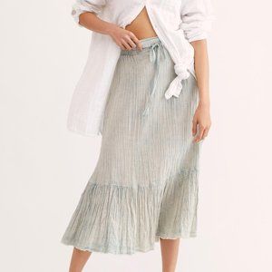 Mellow Acid Wash Midi Skirt